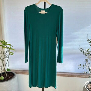 For Days Women’s Birkin Rib Long Sleeve Mini Dress Green XL NWT Classic Spring